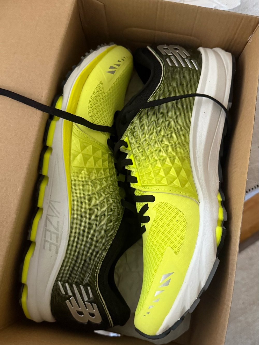 New Balance Men’s Neon Yellow and Olive Green Running Sneakers